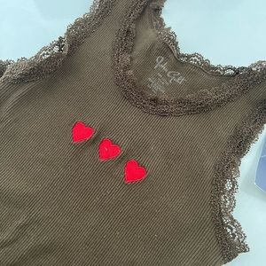 Brandy Melville Brown Hearts Tank